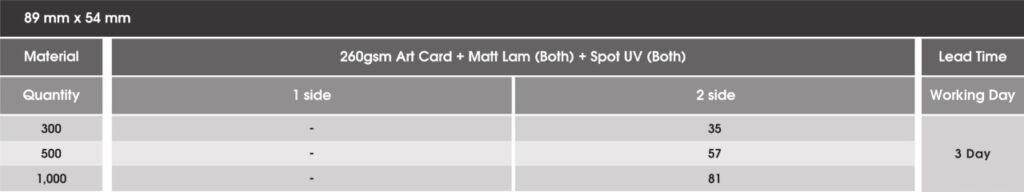 260 GSM Art Card with Matt lamination ( Both ) and SPOT UV (both)