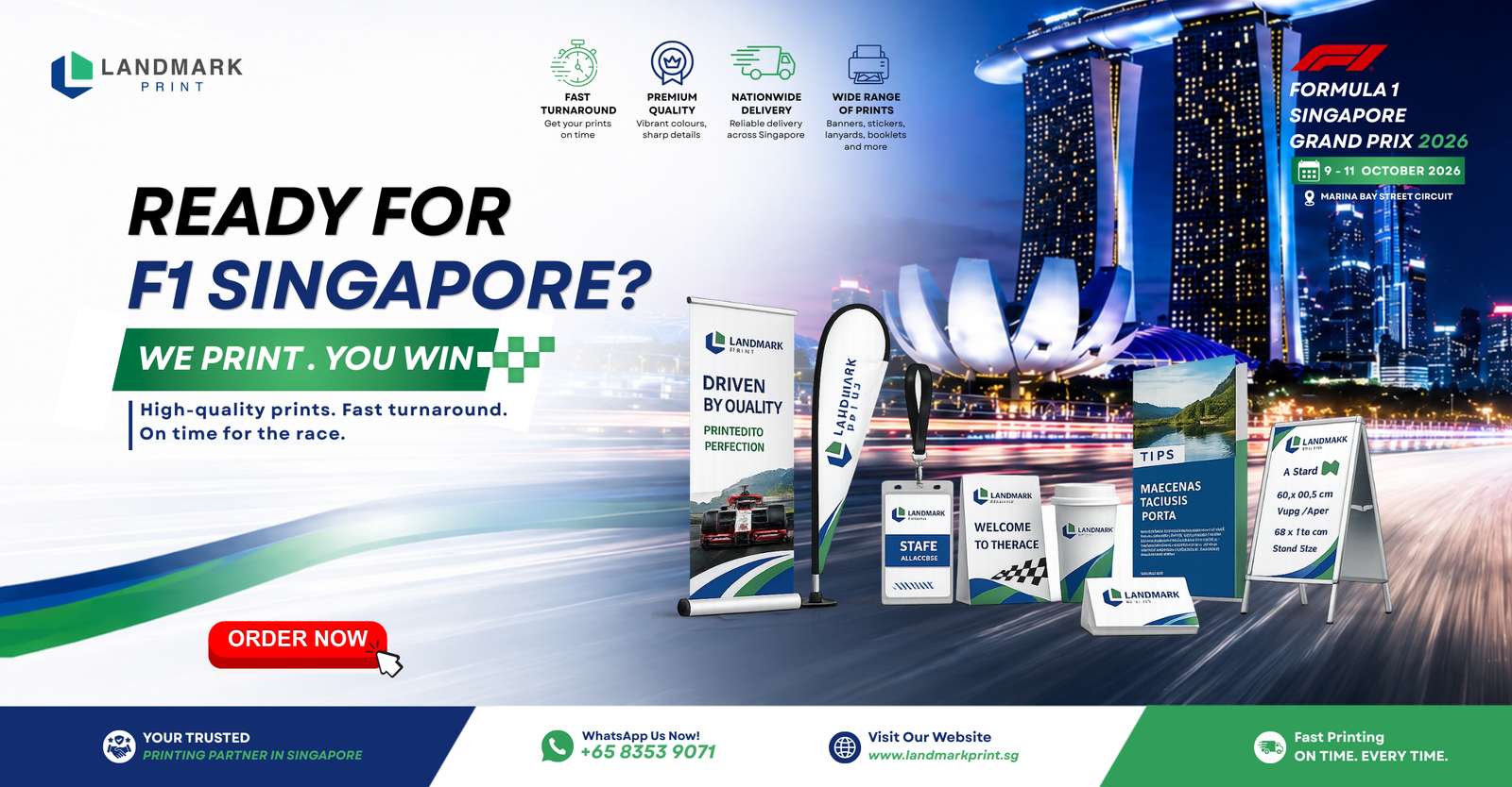 Formula 1 Singapore Grand PRIX 2026 Banner Size 2